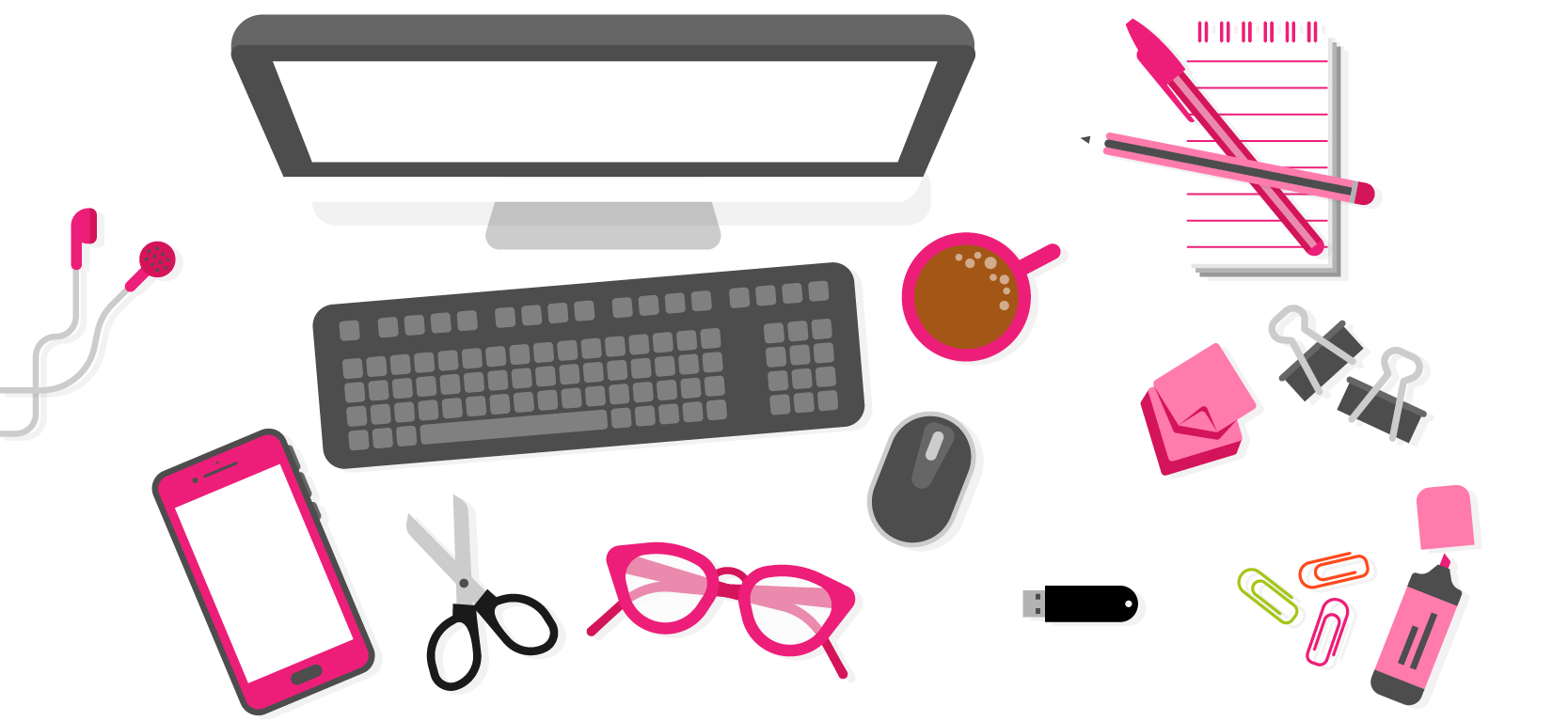 Illustration d'un clavier sur un bureau